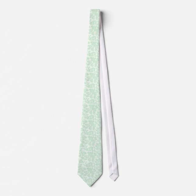 Gravata Elegante Mint-Green 2 Damascos Florais (Frente)