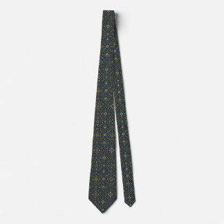 Gravata Elegante Navy & Gold com Padrão Geométrico