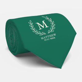 Gravata Elegante Noivo Verde Esmeralda Monograma Casamento