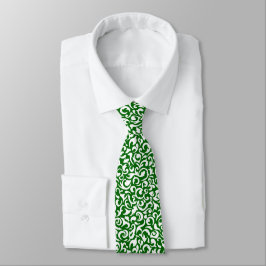 Gravata Elegante padrão artístico floral de damasco verde