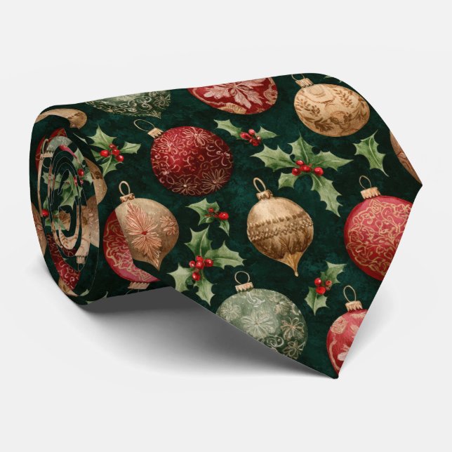 Gravata Elegante padrão de bolas de Natal  (Rolled)