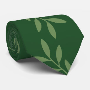 Gravata Elegante Padrão de Folhas Botânicas Verdes Masculi