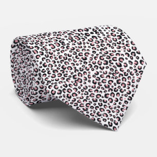 Gravata Elegante padrão de leopardo preto em rosa dourado