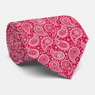 Gravata Elegante padrão paisley vermelho