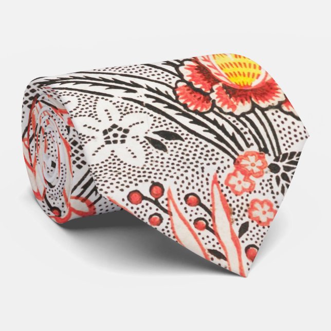 Gravata Elegante paisley Cinza de padrão floral e rosa (Rolled)