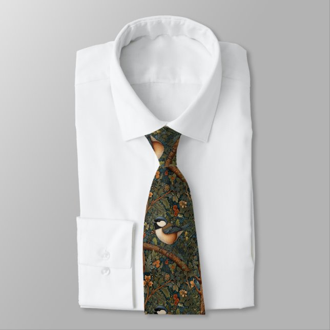 Gravata Elegante pássaro retrô da floresta  (Amarrado)