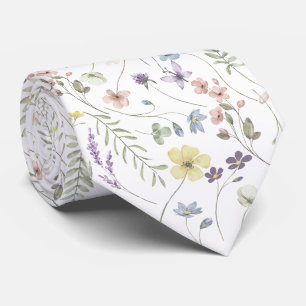 Gravata Elegante prado de flores silvestres pastel colorid