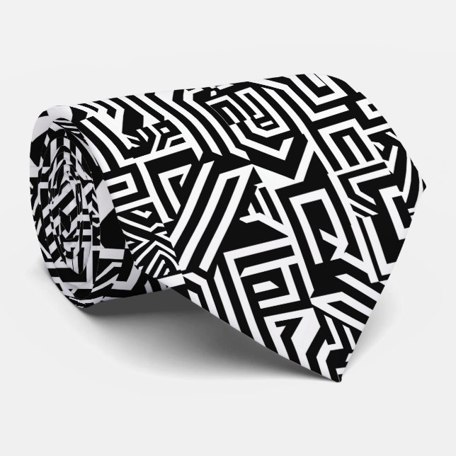 Gravata Elegante preto e branco, em forma de película (Rolled)