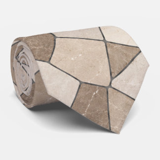 Gravata Elegante Taupe e Mármore de Arenito Geométrico