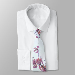 Gravata Elegante Tcherry Blossomo Primavera Hanami Azul