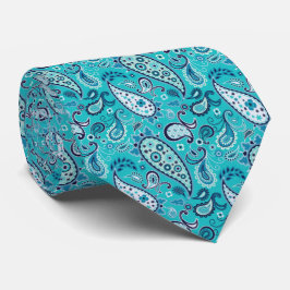 Gravata Elegante Teal e Blue Floral Paisley