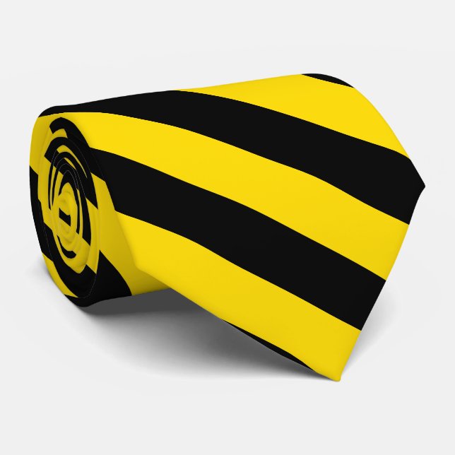 Gravata Elegante Trendy Black Yellow Strike Modelo Chic (Rolled)