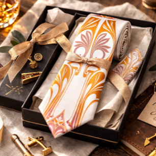 Gravata Elegante Vintage Art Nouveau Pattern