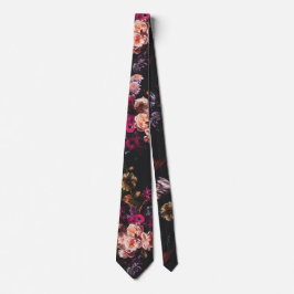 Gravata Elegante Vintage Dark Moody Burgundy Floral