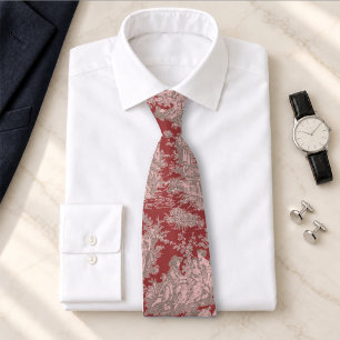 Gravata Elegante vintage vermelho escuro toile de jouy imp
