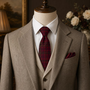 Gravata Elegante Xadrez Borgonha