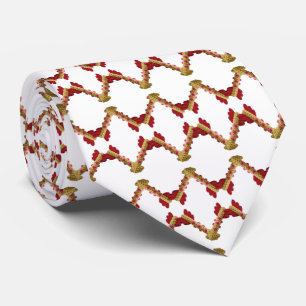 Gravata Elegantes Anéis de Tricô Vermelho Dourado Padrão G