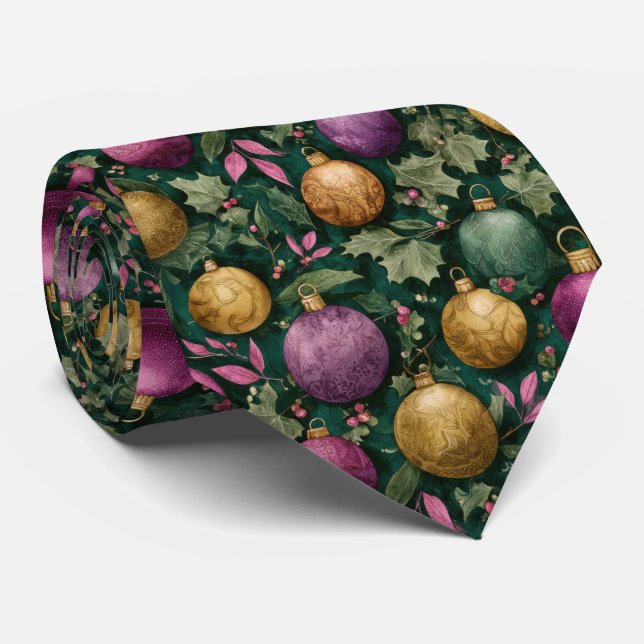 Gravata Elegantes Enfeites de Natal em Padrão  (Rolled)