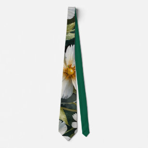 Gravata Elegantes Lindas Flores Brancas Aquarela Chic