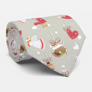 Gravata Elementos de Natal Anjos Passarinhos