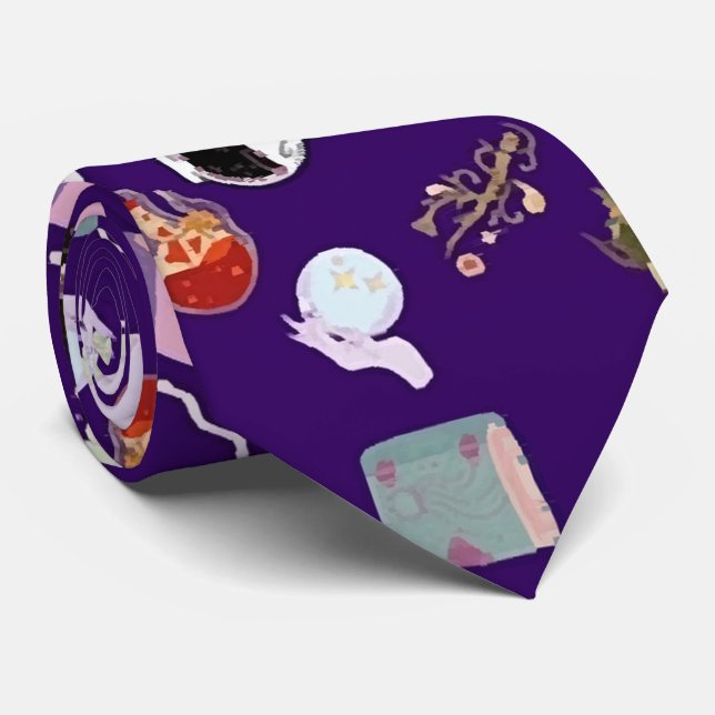 Gravata Elementos e criaturas mágicas de padrões sem costu (Rolled)