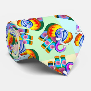 Gravata Elephant Rainbow Colors Patchwork
