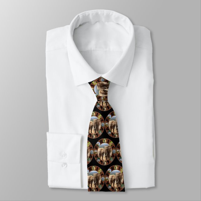 Gravata Elephant Siblings Africa Circle Tie (Amarrado)