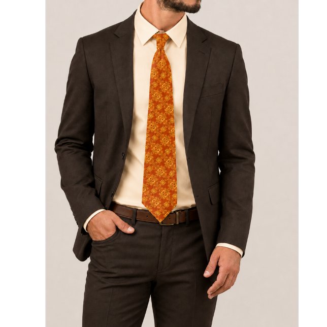 Gravata Emberielle Laranja Queimada e Dourado Ornamental F (Criador carregado)