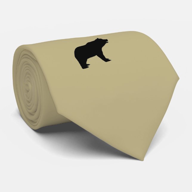 Gravata Emblema do urso preto no laço ambarino das cinzas (Rolled)