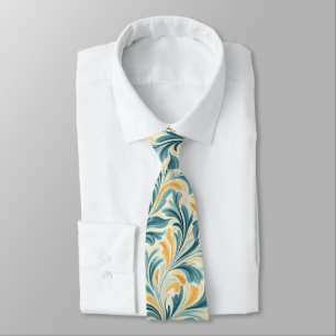 Gravata Emerald Green e Dourada Paisley Leaf Pattern