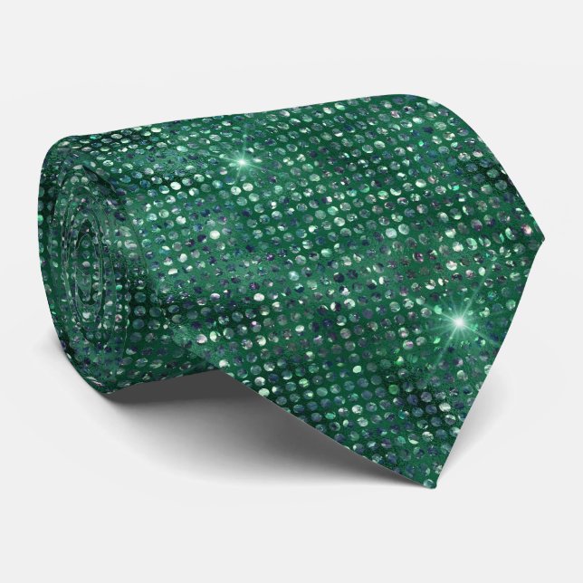 Gravata Emerald Green e Silver Sparkles (Rolled)