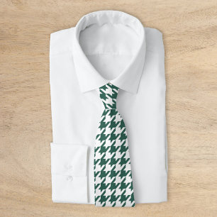 Gravata Emerald Green e White Classic Houndstooth