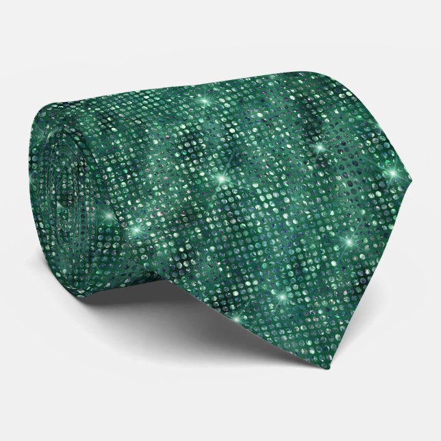 Gravata Emerald Green Glitter Tie (Rolled)