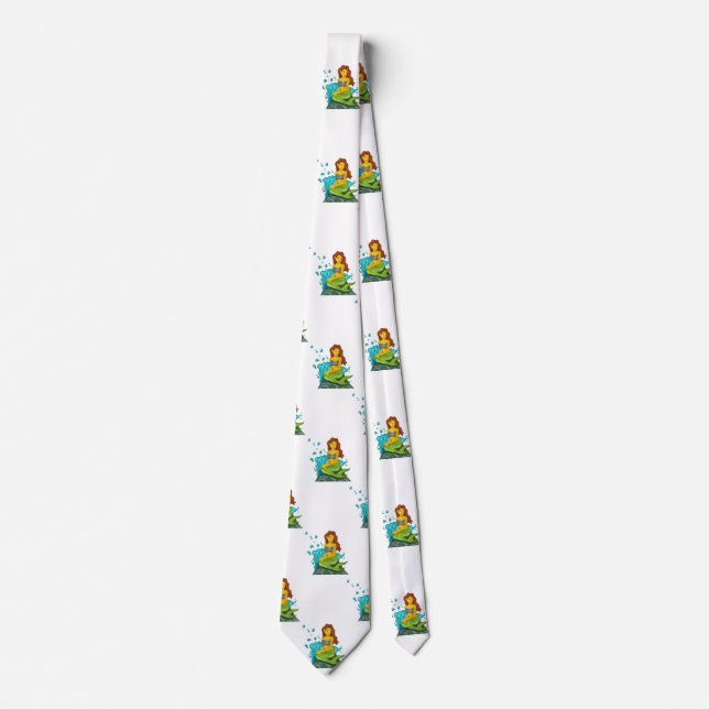 Gravata emoji mermaid mens necktie pescoço menswear (Frente)
