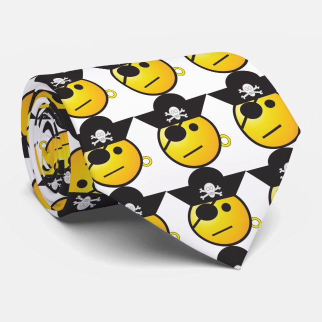 Gravata Emoticon pirata. Amarelo e preto (Rolled)