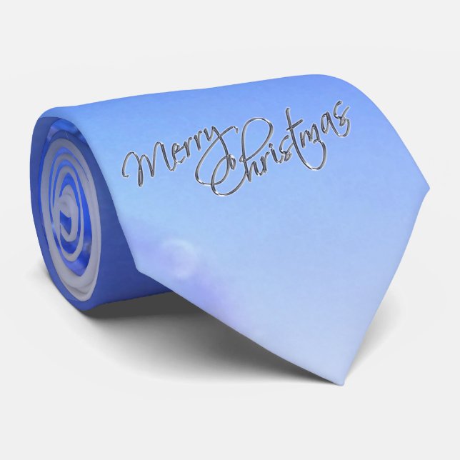 Gravata Enfeites de natal Azuis Feliz Natal Homens (Rolled)