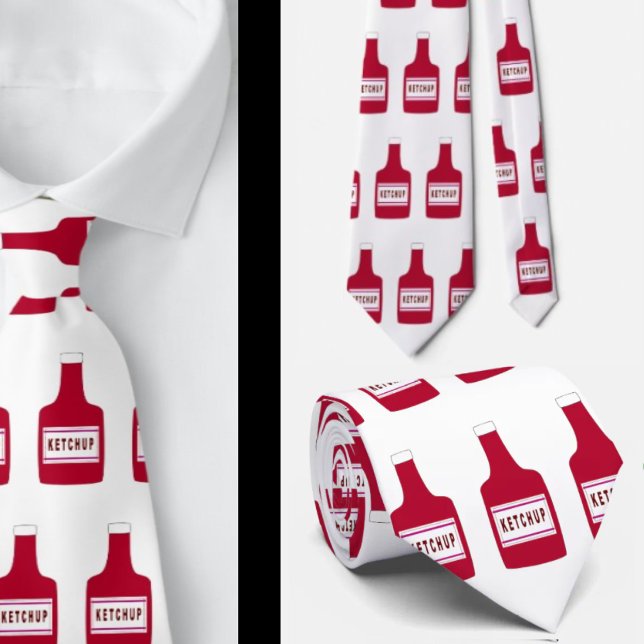 Gravata Engraçado Ketchup Catsup Gag Gift Necktie (Criador carregado)