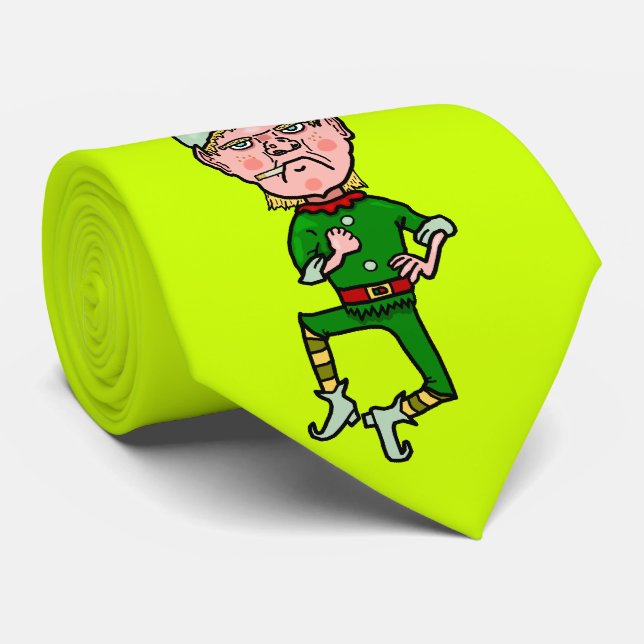 Gravata Engraçado Natal Irritado Elf Bah Humbug (Rolled)