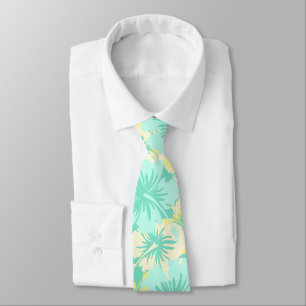 Gravata Épico Hibisco Floral Havaiano Verde Menta