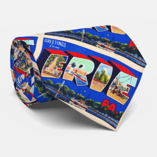 Gravata Erie Pensilvânia PA Vintage Large - Letra Postal