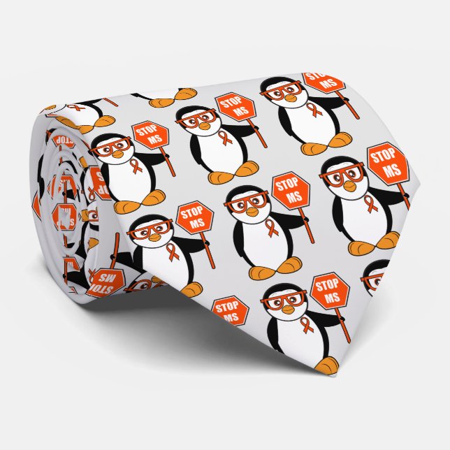 Gravata Esclerose múltipla: Pinguim com um sinal da parada (Rolled)
