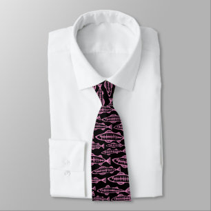 Gravata Escola de Peixes - Rosa em Preto