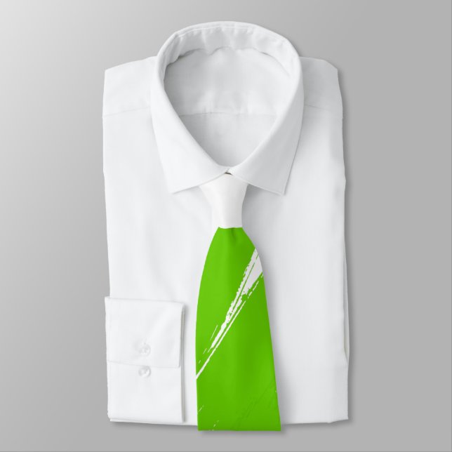Gravata Escova Verde Fundo Branco Moderno (Amarrado)
