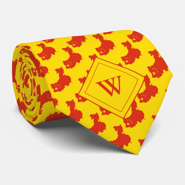 Gravata Escritura Cristã CHINA Monograma Amarelo (Rolled)