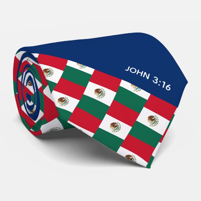 Gravata Escritura Cristã do MÉXICO John 3:16 Azul (Rolled)
