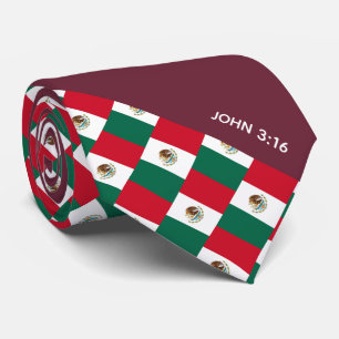 Gravata Escritura Cristã do MÉXICO John 3:16 Burgundy