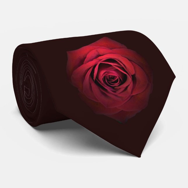 Gravata Escuro - laço da rosa vermelha (Rolled)