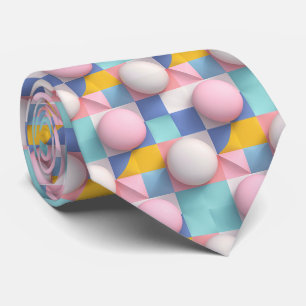 Gravata Esferas de Pastel 3D e Padrão Geométrico