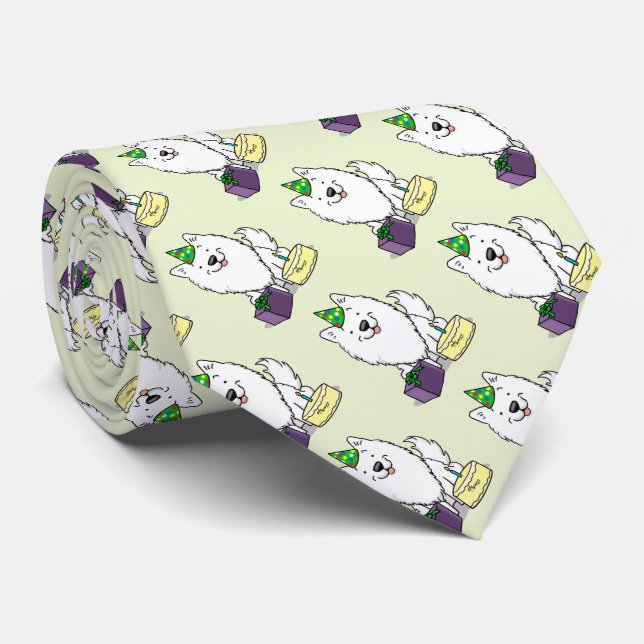 Gravata Eskie Happy Birthday Party American Eskimo Dog (Rolled)