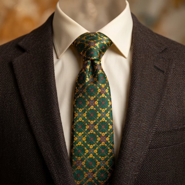 Gravata Esmeralda Verde e Dourado Boêmio (Criador carregado)